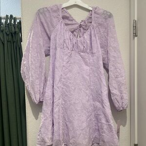 Lavender Lace Long-Sleeve Dress